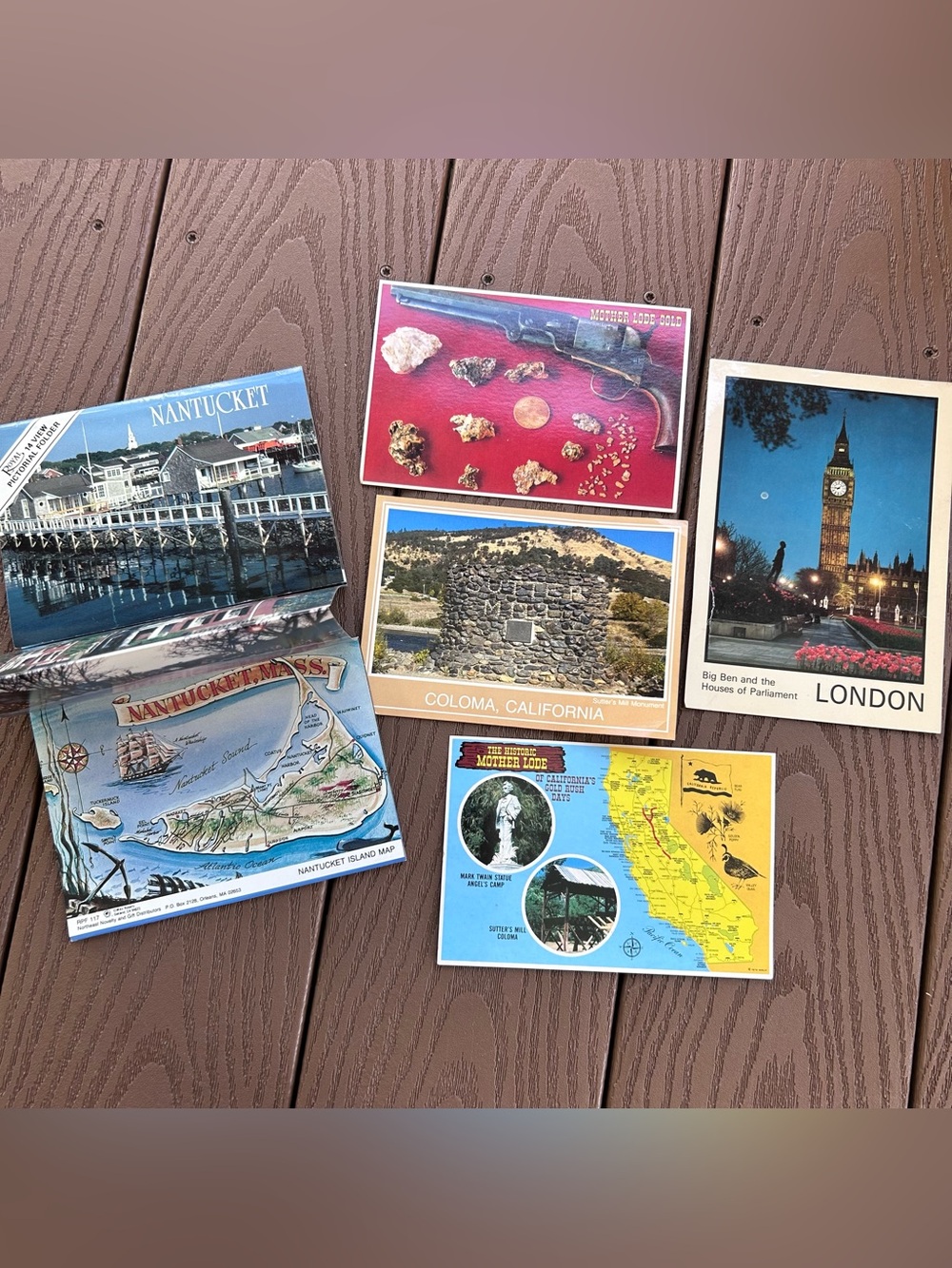 Lot Vintage Postcards Pictorial Folder London Nantucket California